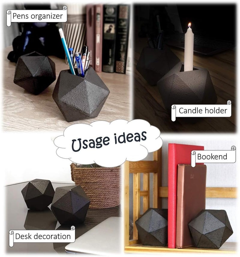 Ambipolar Geometric Decorative Ball Shaped Bookends, Modern Cast Iron Black Bookends for Office Desk, Book Shelf, Room Decor, Home Office, Book Stand or Organizer, Set of 2. Antique Black - Image 5